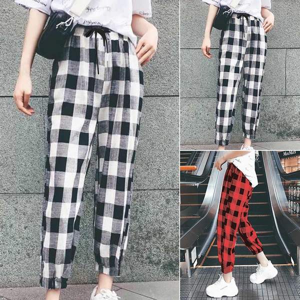 ootd #casual Tan Checked Casual Pants | Checked trousers outfit, Black  denim pants women, Casual curvy fashion